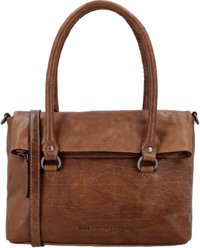 Hide & Stitches Westland Handtas - Leer - Schoudertas Dames - Leren Tas - Verstelbare Schouderband - Magneetsluiting - Leren Dames Tas - Cognac