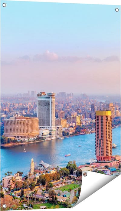 Gards Tuinposter De Nijl Rivier in Cairo, Egypte - 60x90 cm - Tuindoek - Tuindecoratie - Wanddecoratie buiten - Tuinschilderij