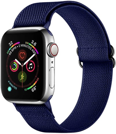 SBG Nylon Bandje Geschikt voor Apple Watch 1/2/3/4/5/6/7/8/9/10/11/SE - 38/40/41/42MM - Elastisch Sport Horlogebandje - Navy Blauw