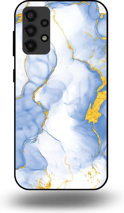 Smartphonica Telefoonhoesje Geschikt voor Samsung Galaxy A32 4G met Lichtblauw Goud Marmer Opdruk - TPU Backcover Case Lightblue Gold Marble Design geschikt voor Samsung Galaxy A32 4G