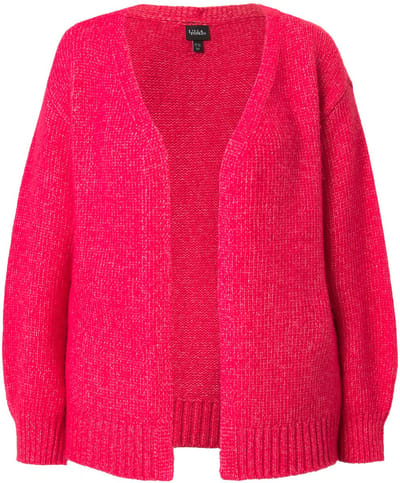 Ulla Popken - Dames - Vest open model lange mouwen gerecycled - Hibiscus-roze - Maat 62+