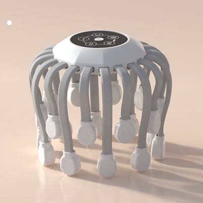Elektrische Hoofdmassageapparaat Octopus Vorm – 20 Klauwen – Acupressuur – Slaapondersteuning – Hoofdmassage-wit