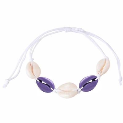 Fako Bijoux® - Schelpjes Armband - Wit - 2x Paars