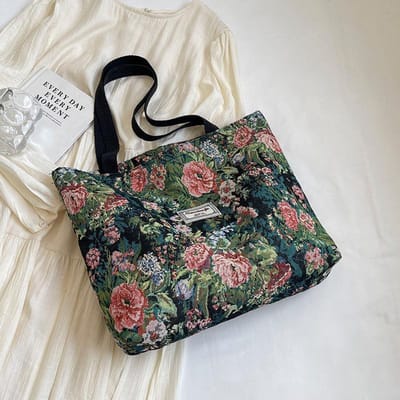 Canvas tas in Chinese stijl met grote capaciteit voor dames Nieuwe pendeltas voor dames Ins Schoudertas voor studenten black