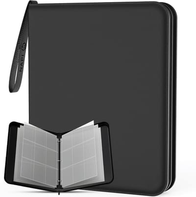 Napi Verzamelmap voor 900 Kaarten - Binder Map voor Kaarten - 9 Pocket - Kunstleer - Premium Card Binder met Ritssluiting - 50 Pagina's - A4 Formaat - Zwart