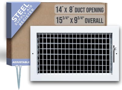 Luchttoevoerrooster - Ventilatiepaneel - Kamer Ventilatie - Verstelbare Opening - 14x8 Kanaal - Wit