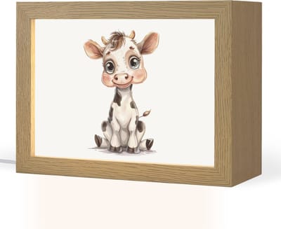 Nachtlampje 20x15 cm - Kinder lampje - Koe - Baby dier - Boerderij dieren - Tafellamp kinderkamer - Slaapkamer lamp - Bedlamp kinderen - Kinderlampje stopcontact - Wandlamp babykamer - Nachtlampjes