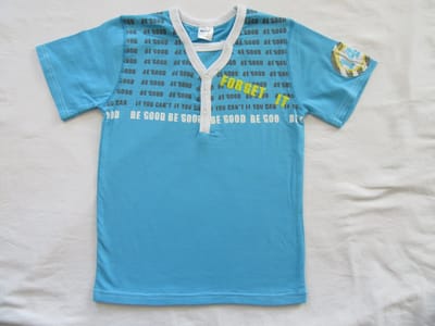 dirkje , jongens, t-shirt korte mouw , blauw , forget it , V hals , 110 -  jaar