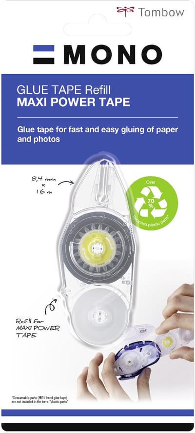 Tombow MONO Maxi Power - Lijmtape Roller - 8,4 mm x 16 m - Navulling