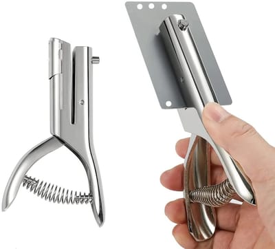Gatentang voor papier en kaarten, roestvrij staal, 6 mm gaten, krachtige perforator voor maximaal 20 vellen en PVC materialen