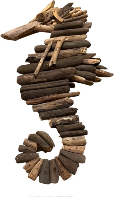Zeepaard Wanddecoratie – Hout – H45 cm – Natuurlijke Zee-Inspiratie
