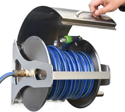 Metalen Slanghaspel - Slangenwagen Tuin - Tuin Besproeien - Wand- of Vloermontage - Voor 40M Slang - Zilverkleurig