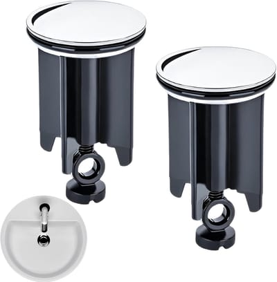 Set van 2 Universele Wastafelstoppen 40mm met Afdichting - Roestvrij Staal en Koper