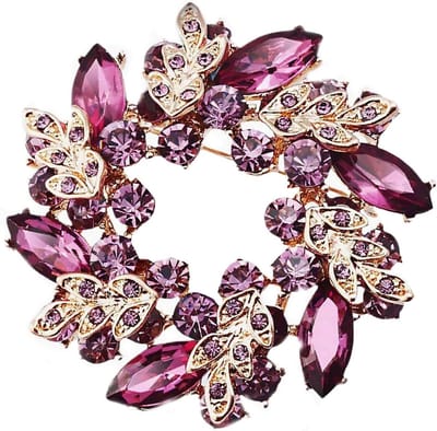 Bloemenkrans Broche - Dames Speld - Feestelijke Outfit - Gedetailleerd Ontwerp - 4.8*4.8cm - Paars