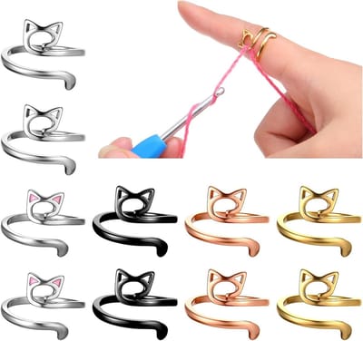 Set van 10 Verstelbare Ringhaken voor Vingers - Ideaal voor Breien, Haken en Creatieve Projecten - Inclusief 5 Kleuren en Geschikt als Cadeau voor Moeders en Grootmoeders