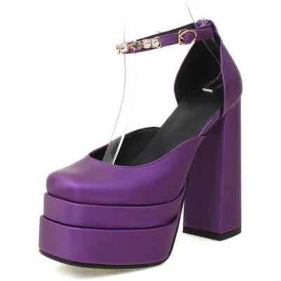 Dames Pumps Nieuwe Sexy Chunky Hoge Hakken Platform Jurk Schoenen Feest Bruiloft Schoenen Gesp Strass Maat 43 39 black