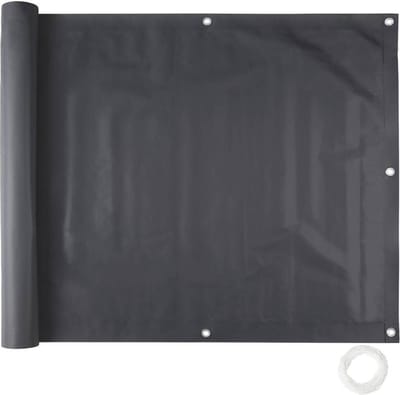tectake® - balkondoek balkonreling tuinscherm - hoogte 90 cm - 6 meter - zwart - 402706