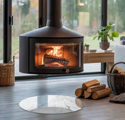 Coloray Vloerplaat Houtkachel - Onderplaat Kachel - 50 cm x 50 cm - Houtkachel Vloerplaat - Wit Vloerplaat Kachel - Verwarmingsaccessoires - Vloerplaat voor Houtkachel - Vloerplaat Open Haard - Vloerplaat Voor Kachel