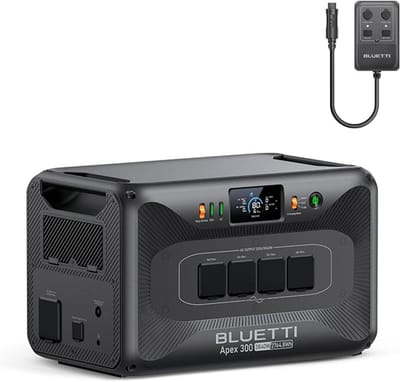 BLUETTI Apex 300 zonnegenerator, 2764,8 Wh, 6000+ cycli met 6 stopcontacten 3840 W (7680 W piek) + 12 kW bypass, modulair energiesysteem voor thuis, camper en noodgevallen,met Hub D1 DC-uitgang Power Hub, 1 × RV-poort (50A Anderson)