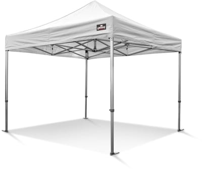 Easy Up Partytent | Vouwtent | 3x3 | GO-UP40 PVC | Aluminium | All Season Ribstop PVC Doek | Wit | Inclusief gratis transporttas op wielen en spanbandenset met haringen