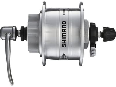 Dynamonaaf Shimano HD-3D32 3 Watt - 36 gaats - voor 6-bouts remschijf - snelspanner - zilver