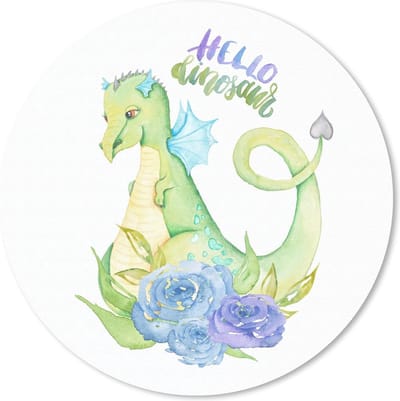 Muismat rond 20x20 cm - Mousepad Dinosaurus - Kinderkamer - Vleugels - Jongens - Meisjes - Kind - Ronde muismatten