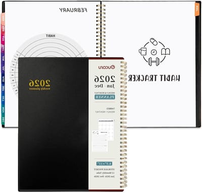 Jaarplanner 2026 - Wekelijkse maandelijkse agenda - Structuur en overzicht - Met 12 habit trackers - 85 x 11 inch