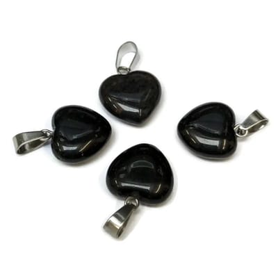 Aramat Jewels | Hangers | Obsidiaan Hartjes Hanger natuursteen | | | |15mm | Staal | Volwassenen | Verkleurd niet