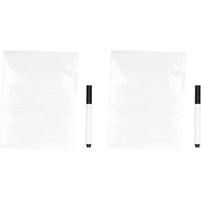 2 stuks PVC Uitwisbaar Whiteboard Sticker Zelfklevend Whiteboard voor School Kantoor Thuis 11,8 X 15,8in white