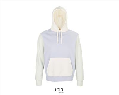 SOL'S Unisex Collins Hooded Sweatshirt L03818 - Creamy Blue/Creamy White/Creamy Green - M