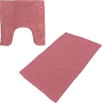 Urban Living Badkamer droogloop matjes/tapijt - set 2x stuks - polyester - oud roze - badmat