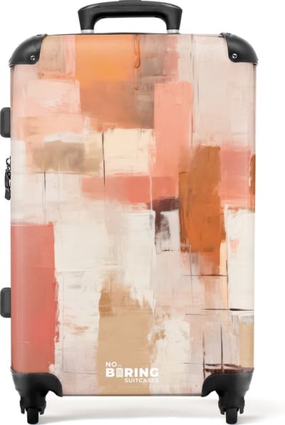 NoBoringSuitcases.com® - Koffer groot - Rolkoffer lichtgewicht - Abstracte pastel kleuren - Reiskoffer met 4 wielen - Grote trolley XL - 20 kg bagage