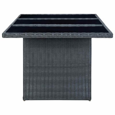 vidaXL - Tuintafel - poly - rattan - en - gehard - glas - donkergrijs