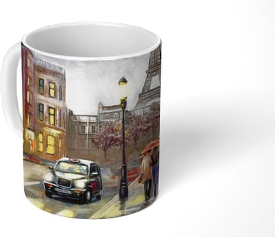 Mok - Koffiemok - Schilderij - Parijs - Frankrijk - Olieverf - Mokken - 350 ML - Beker - Koffiemokken - Theemok