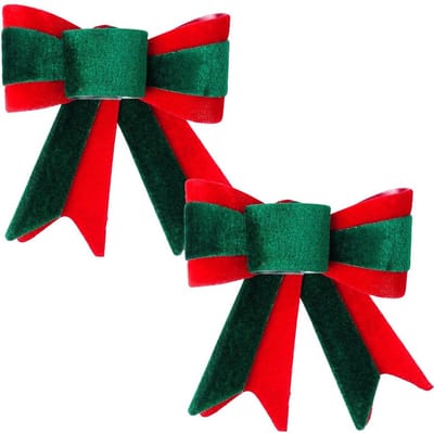 Decoratieve Strik Kerst Velours 11,5x13 cm 2 stuks - Kerststrik - Decoratie - Kerst voor Kerstboom