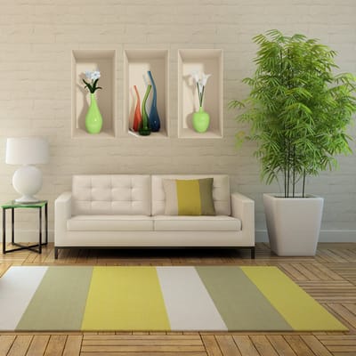 3D-effect sticker van gekleurde glazen vazen, 60 x 90 cm