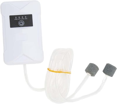 Oplaadbare Luchtpomp voor Aquarium, Stille USB Batterij, 2400 mAh, Draagbare Luchtpomp met Dubbele Uitgang voor Vissen, Ideaal voor Aquaria en Buitenactiviteiten