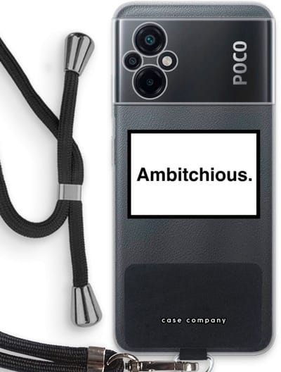 Case Company® - Hoesje met koord geschikt voor Xiaomi Poco M5 hoesje met Koord - Ambitchious - Telefoonhoesje met Zwart Koord - Bescherming aan alle Kanten en Over de Schermrand