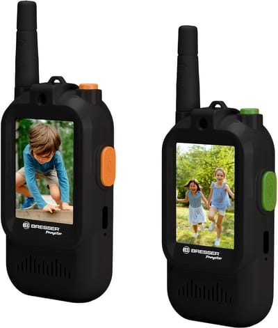 Bresser Youngster - Video walkie talkie - Voor Kinderen - 200 meter Bereik - Zwart met Oranje en Groen
