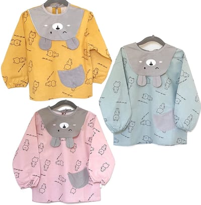 Slabbetje voor baby's en kinderen, met lange mouwen, voor schilderen, keuken, kleuterschool, school, kantine, dme. Katoenen babyhanddoek, waterdicht, milieuvriendelijk en plasticvrij.