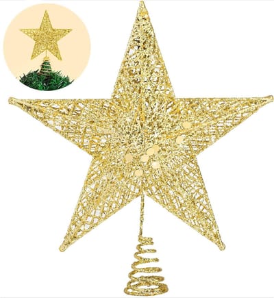 Kerstboom Topper 20cm - Gouden Ster voor Pine Tree en Kerstdecoratie - Perfecte Afwerking voor de Feestdagen