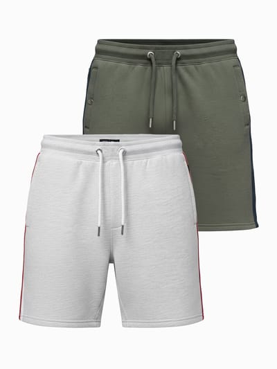 OMBRE Set - Katoen - Gestreept Lichtgrijs Gemêleerd, Groen S