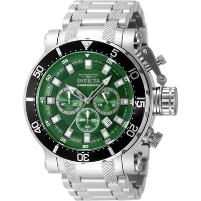 Invicta Coalition Forces 49092 Heren Horloge - Quartz Uurwerk - Roestvrij Staal met groene Wijzerplaat - 52mm