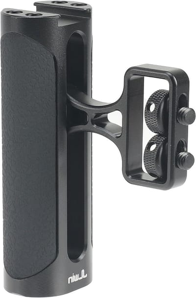 Mini Side Handle Grip voor Camera - Links of Rechts met Dubbele 1/4"-20 Schroef en Koud Schoen Bevestiging, Geschikt voor Camera Cage, LED Licht en Microfoon