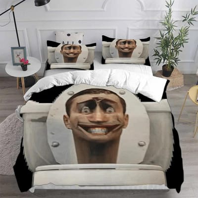Skibidi Toilet & Arale Beddengoedset - Dekbedovertrek + Kussensloop (2-3 stuks, Queen/King Size voor Kinderen/Volwassenen) EU Single135x200cm