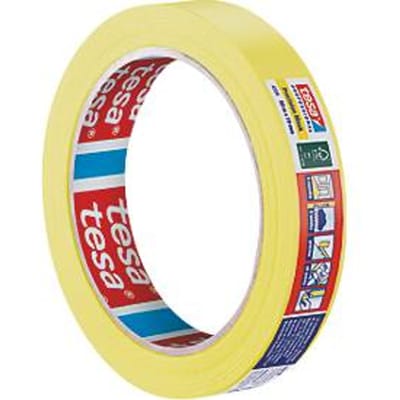 tesa precision masking tape 4334 Afplakband voor schilders, 50 m × 19 mm, geel, binnen/buiten, UV-bestendig, restenvrij