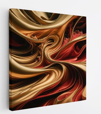 Saammp Canvas Schilderij - Rood - Zwart - Goud - Landschap - Natuur - 20x20 - Foto op canvas - Wanddecoratie - Muurdecoratie Woonkamer - Slaapkamer decoratie - Canvas Print