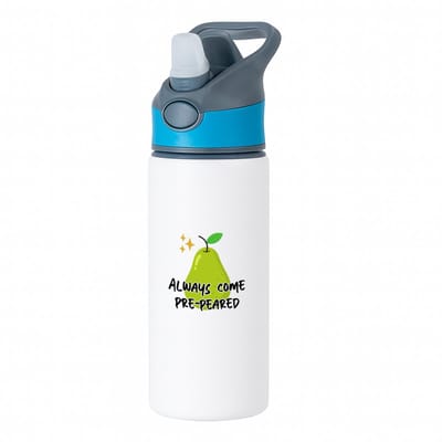 Hacebo® - Collega cadeau waterfles met rietje blauw - Collega - Leuke cadeau voor een collega - Leuke gift - Geschenk - met leuke afbeelding - Verjaardag - Jubileum - Peer cadeau - water fles - 650ML