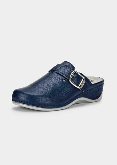 Clogs van echt leer - marine - Gr. 36 van Goldner Fashion