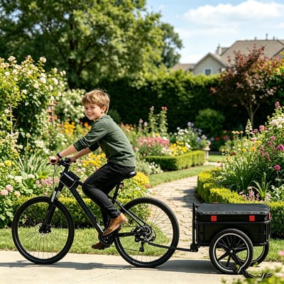 2 in 1 fietstrailer transportwagen ombouwbaar tot handwagen met trekstang afdekzeil luchtbanden universele koppeling hoog draagvermogen zwart voor boodschappen tuin en uitstapjes